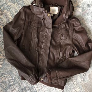 Women’s dark brown faux leather jacket